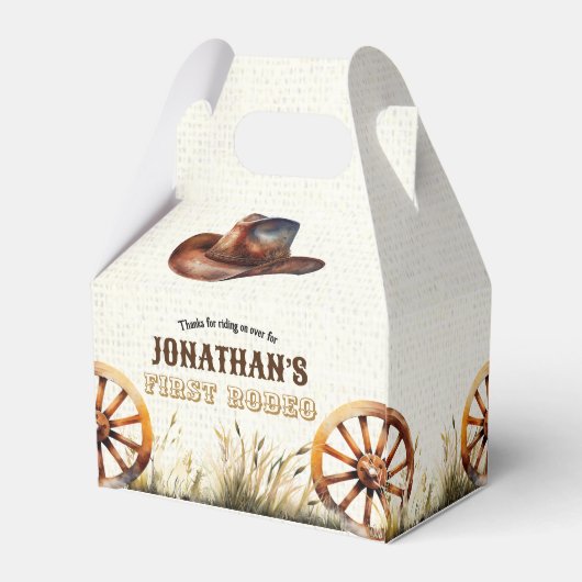 Rustic Cowboy Pet First Rodeo Birthday Favor Box Bedankdoosjes (Achterkant)
