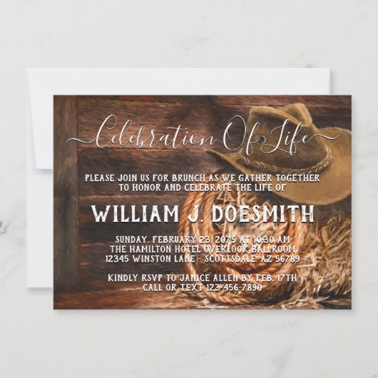 Rustic Cowboy Pet Memorial Service aangekondigd Kaart (Voorkant)