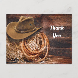 Rustic Cowboy Pet Rope Hay Foto bedankt Briefkaart