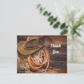 Rustic Cowboy Pet Rope Hay Foto bedankt Briefkaart (Staand voorkant)