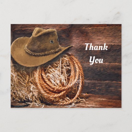 Rustic Cowboy Pet Rope Hay Foto bedankt Briefkaart (Voorkant)