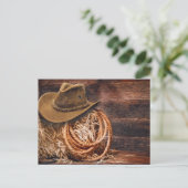 Rustic Cowboy Pet Rope Hay Foto Briefkaart (Staand voorkant)