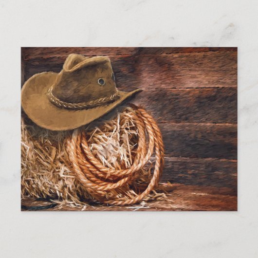 Rustic Cowboy Pet Rope Hay Foto Briefkaart (Voorkant)