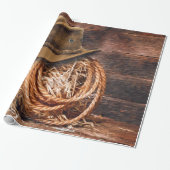 Rustic Cowboy Pet Rope Hay Foto Cadeaupapier (Uitgerold)