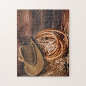 Rustic Cowboy Pet Rope Hay Foto Legpuzzel (Verticaal)