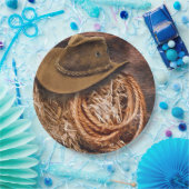 Rustic Cowboy Pet Rope Hay Foto Papieren Bordje (Feest)