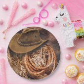 Rustic Cowboy Pet Rope Hay Foto Papieren Bordje (Feest)