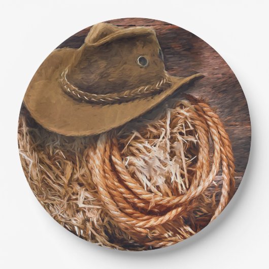 Rustic Cowboy Pet Rope Hay Foto Papieren Bordje (Voorkant)