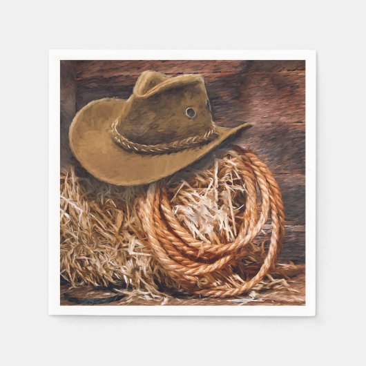 Rustic Cowboy Pet Rope Hay Foto Servet (Voorkant)