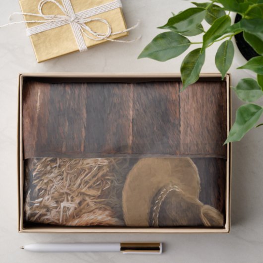 Rustic Cowboy Pet Rope Hay Foto Tissuepapier (Geschenk)