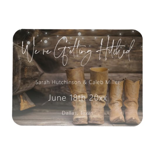 Rustic Cowboy Ranch Wedding Save the Date Magneet (Horizontaal)