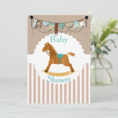 Rustic Cowboy Rocking Horse Western Baby shower Kaart (Staand voorkant)