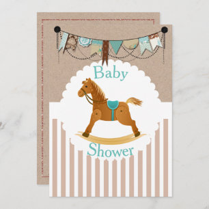 Rustic Cowboy Rocking Horse Western Baby shower Kaart