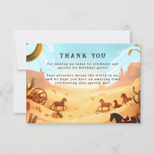 Rustic Cowboy Rodeo 1st Birthday Celebration Bedankkaart (Voorkant)