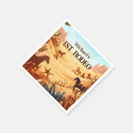 Rustic Cowboy Rodeo 1st Birthday Celebration Servet (Hoek)