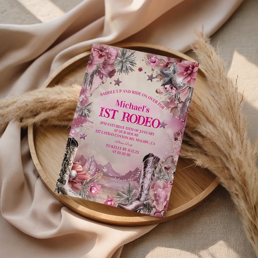 Rustic Cowboy Rodeo 1st Birthday Design Kaart