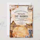 Rustic Cowboy Rodeo 1st Birthday Style Kaart (Voorkant)