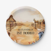 Rustic Cowboy Rodeo 1st Birthday Style Papieren Bordje (Voorkant)