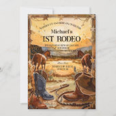 Rustic Cowboy Rodeo 1st Birthday Theme Kaart (Voorkant)