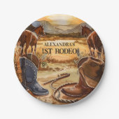 Rustic Cowboy Rodeo 1st Birthday Theme Papieren Bordje (Voorkant)