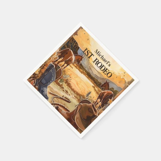 Rustic Cowboy Rodeo 1st Birthday Theme Servet (Hoek)