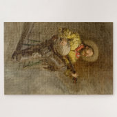 Rustic Cowboy Singing w Banjo in Old West Legpuzzel (Horizontaal)