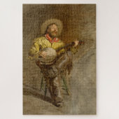 Rustic Cowboy Singing w Banjo in Old West Legpuzzel (Verticaal)