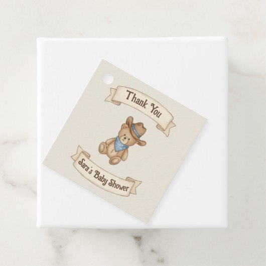 Rustic Cowboy Waterverf Boy Baby shower Bedankjes Labels (In situ)