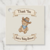 Rustic Cowboy Waterverf Boy Baby shower Bedankjes Labels (Voorkant)