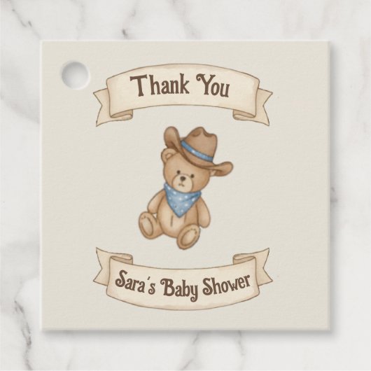 Rustic Cowboy Waterverf Boy Baby shower Bedankjes Labels (Voorkant)