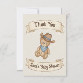 Rustic Cowboy Waterverf Boy Baby shower Bedankkaart (Voorkant)