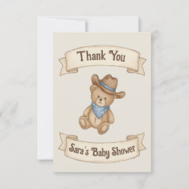 Rustic Cowboy Waterverf Boy Baby shower Bedankkaart