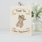 Rustic Cowboy Waterverf Boy Baby shower Bedankkaart (Staand voorkant)