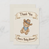 Rustic Cowboy Waterverf Boy Baby shower Bedankkaart (Voorkant / Achterkant)