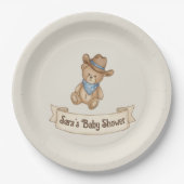 Rustic Cowboy Waterverf Boy Baby shower Papieren Bordje (Voorkant)