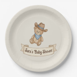 Rustic Cowboy Waterverf Boy Baby shower Papieren Bordje