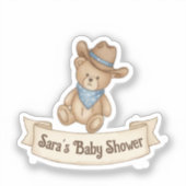 Rustic Cowboy Waterverf Boy Baby shower Sticker (Voorkant)