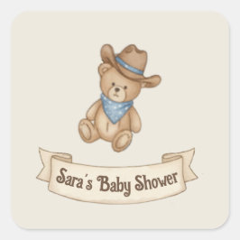 Rustic Cowboy Waterverf Boy Baby shower Vierkante Sticker