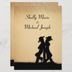 Rustic Cowboy Wedding Invitation Kaart