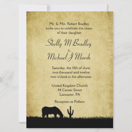 Rustic Cowboy Wedding Invitation Kaart (Achterkant)