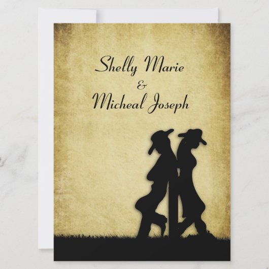 Rustic Cowboy Wedding Invitation Kaart (Voorkant)