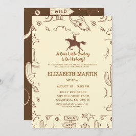 Rustic Cowboy Western Baby shower Kaart