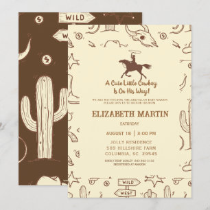 Rustic Cowboy Western Baby shower Kaart