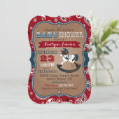 Rustic Cowboy Western Rocking Horse Baby shower Kaart (Staand voorkant)