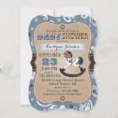 Rustic Cowboy Western Rocking Horse Baby shower Kaart (Voorkant)
