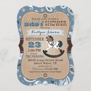 Rustic Cowboy Western Rocking Horse Baby shower Kaart