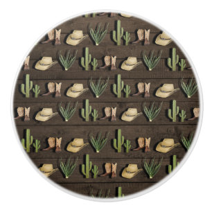 Rustic Cowboy Western Rodeo Wooden Keramische Knop