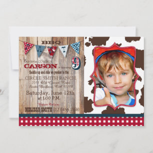 Rustic Cowboy Western Theme Birthday Invitations Kaart