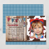 Rustic Cowboy Western Theme Birthday Invitations Kaart (Voorkant / Achterkant)