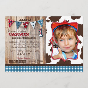 Rustic Cowboy Western Theme Birthday Invitations Kaart